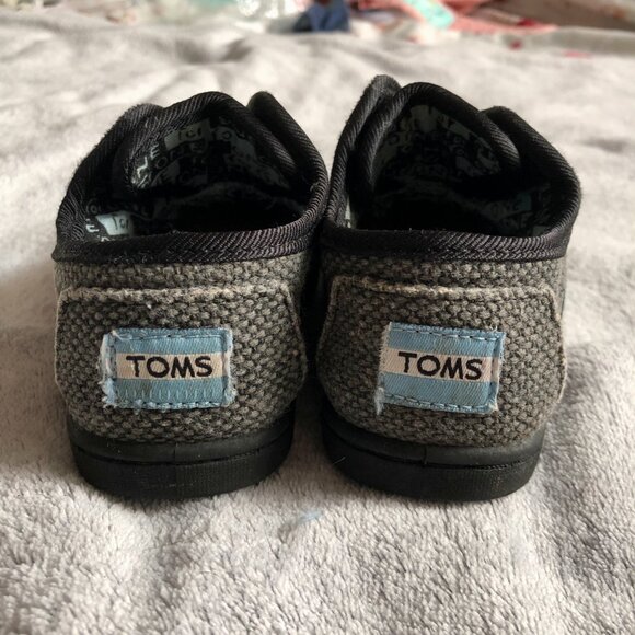 [Kid Size 6] TOMS Tiny Paseo Mid Woven Gray Sneaker Infant Shoe Unisex Canvas - Picture 4 of 6